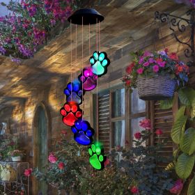 1pc; Paw Print Solar Wind Chimes For Outside