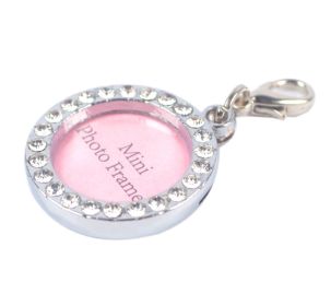 Round Rhinestone Writable Name Telephone ID Tags