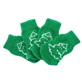 4 Pcs Green Christmas Tree Dog Knitted Socks