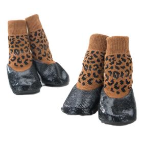 Leopard Print Dog Knitted Socks Waterproof