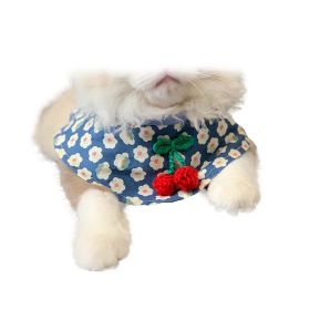 Small Dog Cute Cherry Scarf Bandana  Blue