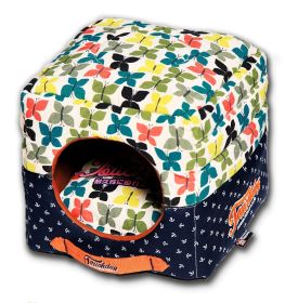 Butterfly Convertible & Reversible Squared 2-in-1 Collapsible Dog House Bed