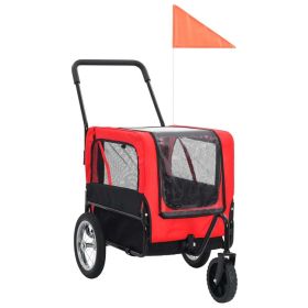 2-in-1 Dog Bike Trailer & Jogging Stroller Red & Black