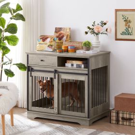 Sliding Door Dog Crate with Drawers