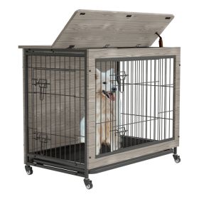 Dog Crate Furniture 38 Inch Heavy-Duty Gray