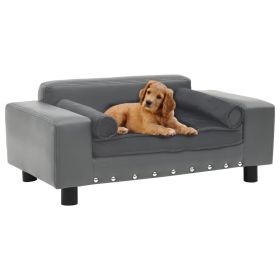 Dog Sofa Gray 31.9"x16.9"x12.2" Plush & Faux Leather