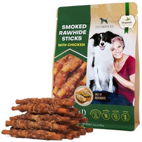 Dog Smoked Rawhide Sticks Wrapped Chicken Natural Chew Treats