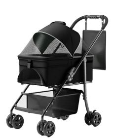 2 in 1 Folding Dog Stroller 4 Wheels w/ Removable Carrier