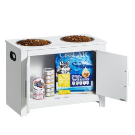 VEVOR Feeding Station w/ 2 Elevated Bowls Food & Toy Storage