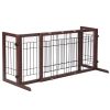 Wooden Dog Gate Adjustable Indoor Freestanding