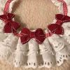 Red Bowknot Dog Necklace Retro Lace Collars