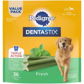 Fresh Flavor Dental Bone Treats for Large Dogs, (36 Treats)