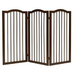 3-Panel Wooden Freestanding Dog Gate w/ Arched Top