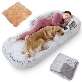 Foldable Flurry Plush Human-Sized Dog Bed W/ Pillow