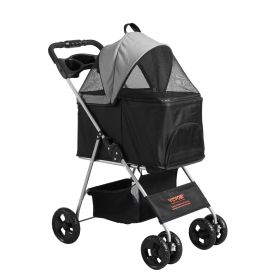 4 Wheels Dog Stroller Rotate w/ Brakes, 35lbs Weight Capacity