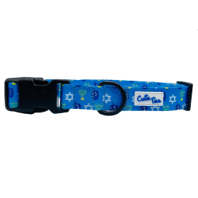 Cutie Ties Fun Design Dog Collar (Color: Hanukkah Blue Dreidel, Size: Small)