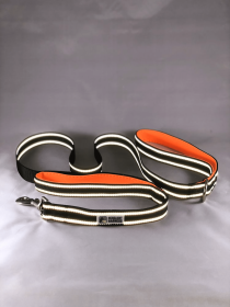 Headlight Harness Double Handle Reflective Leash (Color: Orange, Size: 6ft)