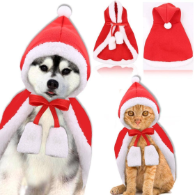 Merry Christmas Pets Whole Costume set (Color: Red/White, Size: Large)