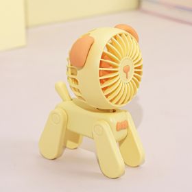 1PC Dog Portable Handheld Battery Powered Fan; USB Rechargeable (Color: Yellow Puppy)