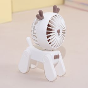 1PC Dog Portable Handheld Battery Powered Fan; USB Rechargeable (Color: White Deer)