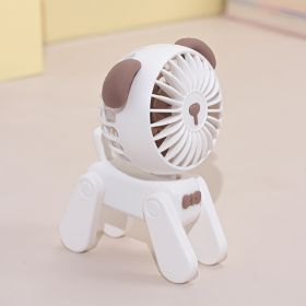 1PC Dog Portable Handheld Battery Powered Fan; USB Rechargeable (Color: White Puppy)