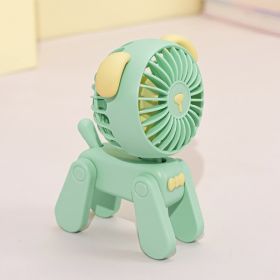 1PC Dog Portable Handheld Battery Powered Fan; USB Rechargeable (Color: Green Puppy)