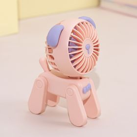 1PC Dog Portable Handheld Battery Powered Fan; USB Rechargeable (Color: Pink Puppy)