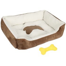 Soft Warm Fleece Puppy Cozy Nest Bed Cushion Mat S Size (Color: Brown, Size: S)