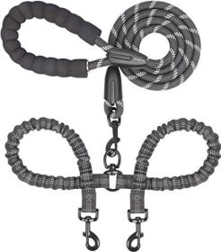 Double Dog Leash; 360 Swivel No Tangle Walking Leash (Color: Black, Size: length)