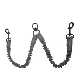 Dog Double-No-tangle Leash Coupler; Reflective Bungee Lead (Specification (L * W): 2.5*50cm, Colour: dark grey)