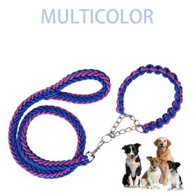 Eight-strand braided dog collar leash impact blasting chain (Specification (L * W): S, Colour: purple and black)