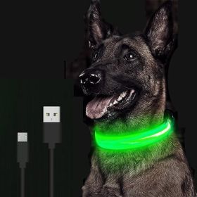 LED Glowing Dog Rechargeable collar (Color: Green Battery, Size: L)