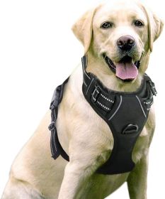 Dog No-Pull Harness w/ 2 Leash Clips; Adjustable Vest; Reflective (Color: Classic Black, Size: Medium)