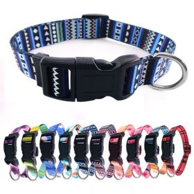 Digital printing Bohemian Ethnic dog collar (Color: Bohemian blue, Size: Collar S)