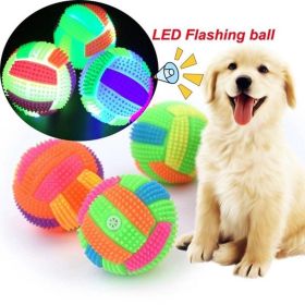 Bouncy Ball Massage Hedgehog Ball W/ LED Flashing Volleyball Sounded (Metal Color: as the picture, Size: 7.5cm)