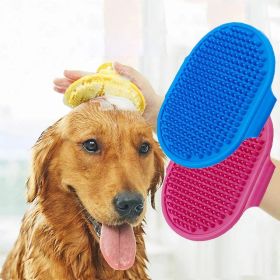 1 Pcs Silicone Washing Glove Dog Bath Brush Comb (Color: Blue)