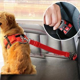 Dog Car Seat Belt For Accessories  Adjustable Harness Lead Leash (Color: Blue)