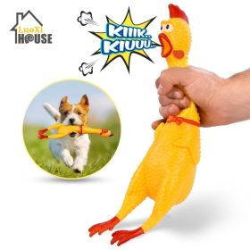 Hot Sell Screaming Chicken Squeeze Squeaky Sound Molar Chew Toys (Metal Color: Yellow, Size: M 28.5cm)