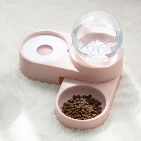 Automatic Drinking Fountain & Food Bowl w/ Mouth Separator (Color: pink)