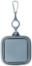 Collapsible Bowl Double Travel w/ Aluminum Hook Clip (Color: gray)