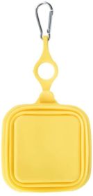 Collapsible Bowl Double Travel w/ Aluminum Hook Clip (Color: Yellow)