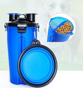 Food Storage & Water Cup Feeding Portable-Collapsible (Color: Blue)