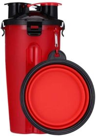 Food Storage & Water Cup Feeding Portable-Collapsible (Color: Red)