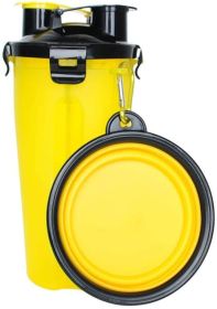 Food Storage & Water Cup Feeding Portable-Collapsible (Color: Yellow)