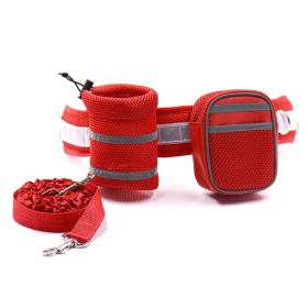 Strong Dog Leash Set Highly Reflective Threads (Color: Red)