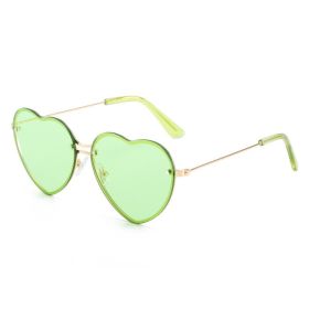 Lovely love cut edge rimless sunglasses (Colour: Gold framed green chip)