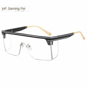 one-piece rimmed personality letters Cross border sunglasses (Colour: C5 black frame white flat)