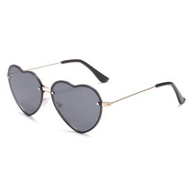 Lovely love cut edge rimless sunglasses (Colour: Gold framed black grey chip)