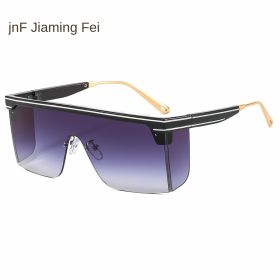 one-piece rimmed personality letters Cross border sunglasses (Colour: C7 black frame graying chip)