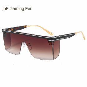 one-piece rimmed personality letters Cross border sunglasses (Colour: C8 tortoiseshell frame tea slice)